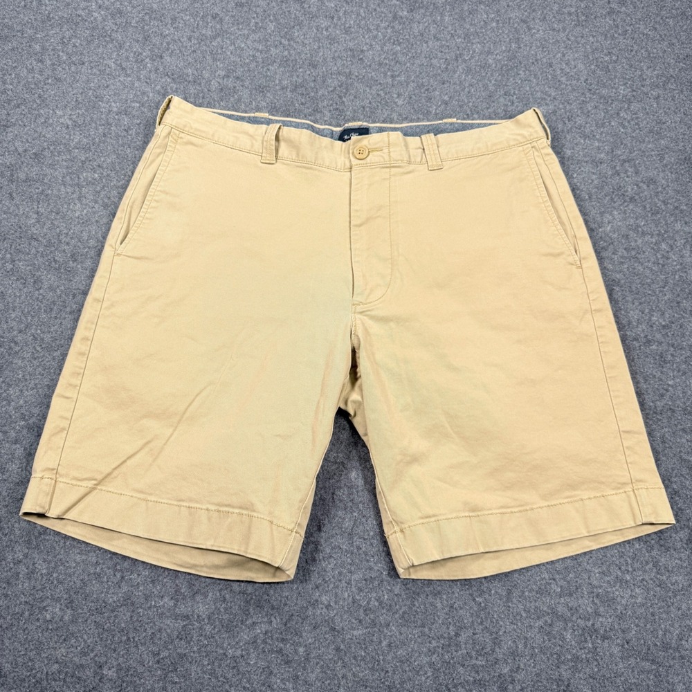 J.Crew Flex Chino Shorts Mens 35 Khaki Tan Stretch Cotton F0598 9 Inch Inseam